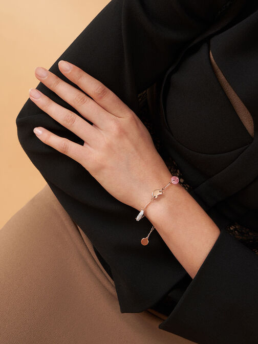Resin Embellished Chain Link Bracelet, Rose Gold, hi-res