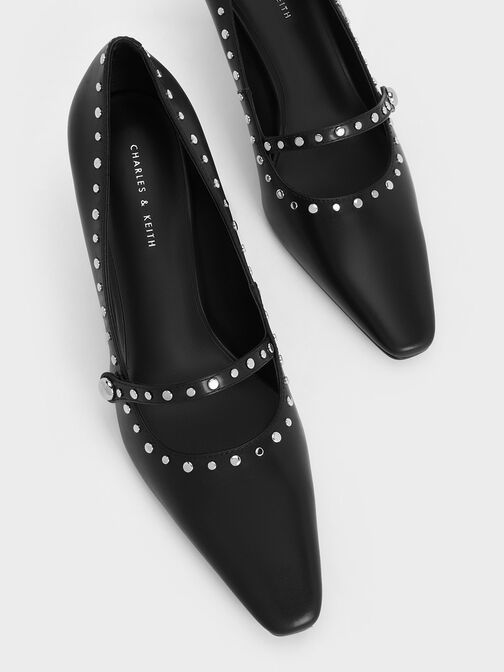 حذاء ماري جين بكعب عال مرصع, أسود, hi-res