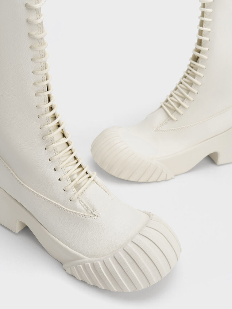 Adrian Chunky Sole Lace-Up Boots, Chalk, hi-res