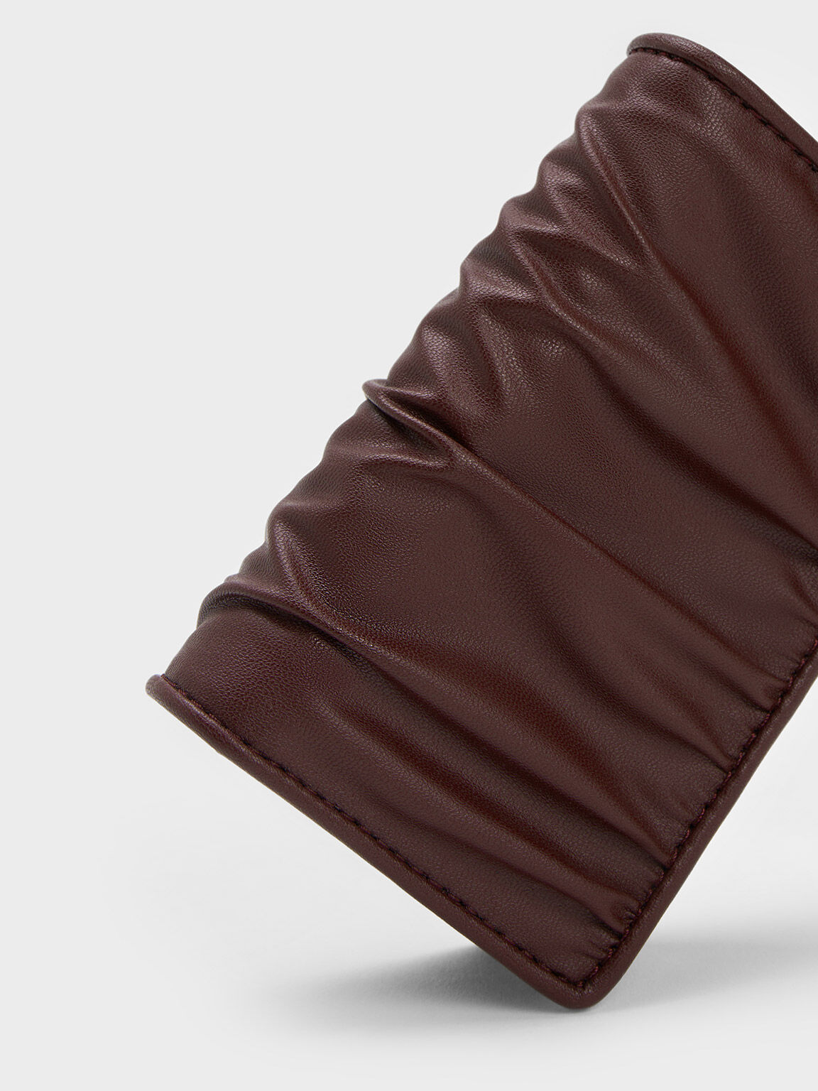 Aldora Ruched Cardholder, Dark Chocolate, hi-res