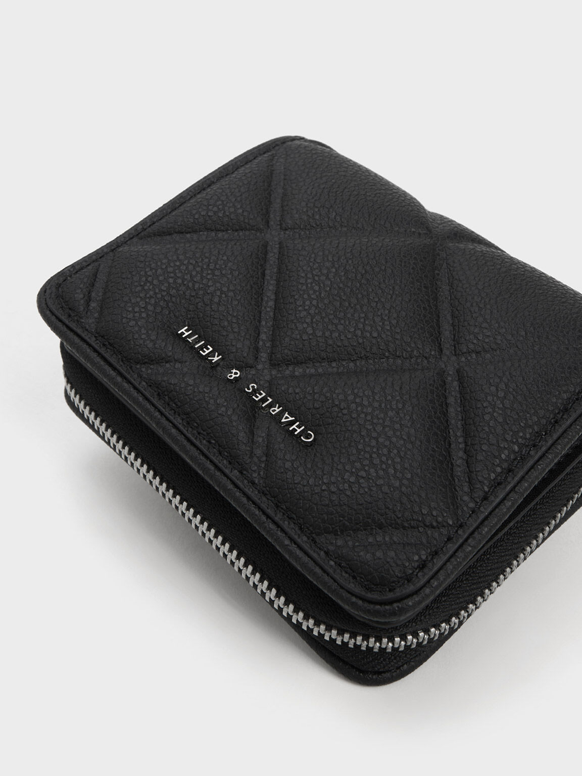 Noir Anwen Quilted Zip-Around Wallet - CHARLES & KEITH SA