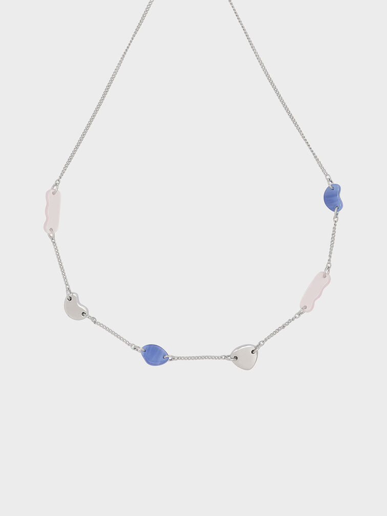 Resin Embellished Chain Link Choker, Silver, hi-res