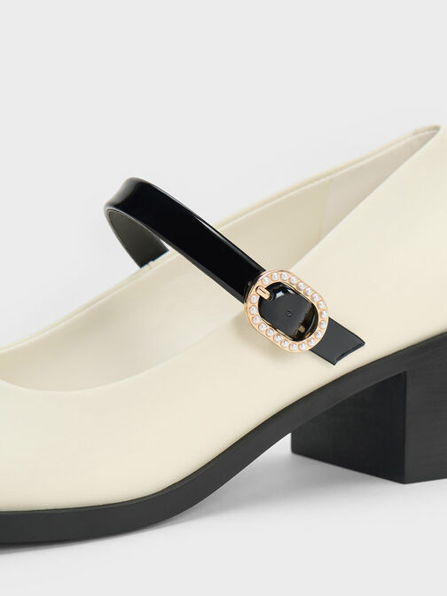 حذاء ماري جينز ثنائي اللون بإبزيم مزين ببلورات, متعدد, hi-res
