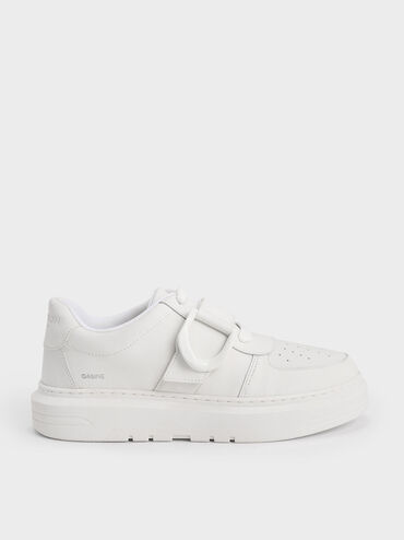 Gabine Leather Low-Top Sneakers, White, hi-res
