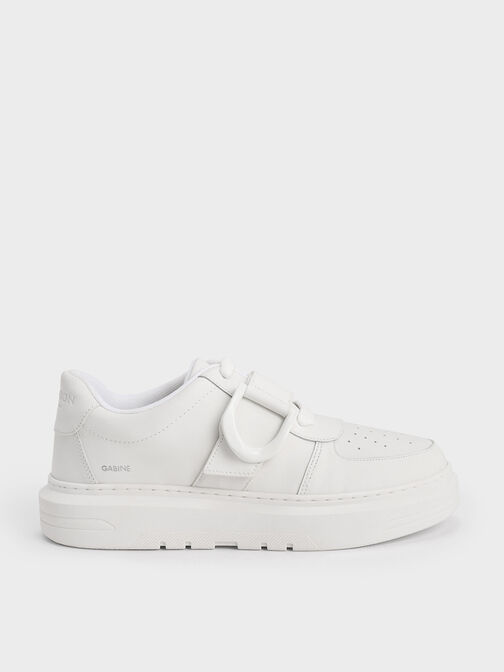 Gabine Leather Low-Top Sneakers, White, hi-res