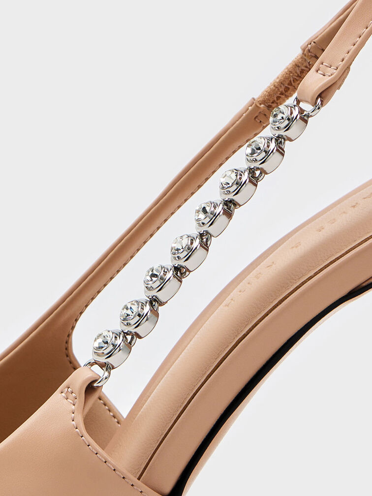 Gem-Strap Slingback Pumps, Nude, hi-res
