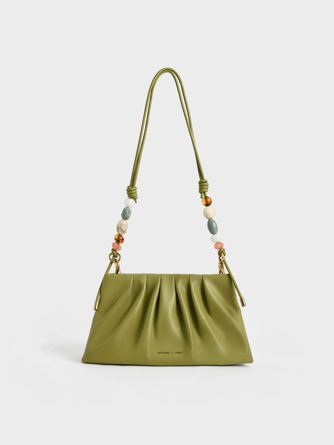Avocado Aviary Beaded Handle Shoulder Bag CHARLES KEITH SA