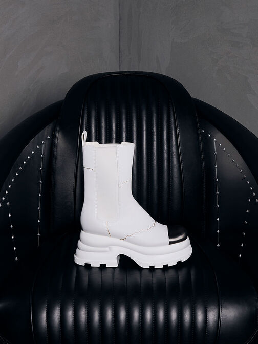 Jules Leather Chelsea Boots, White, hi-res