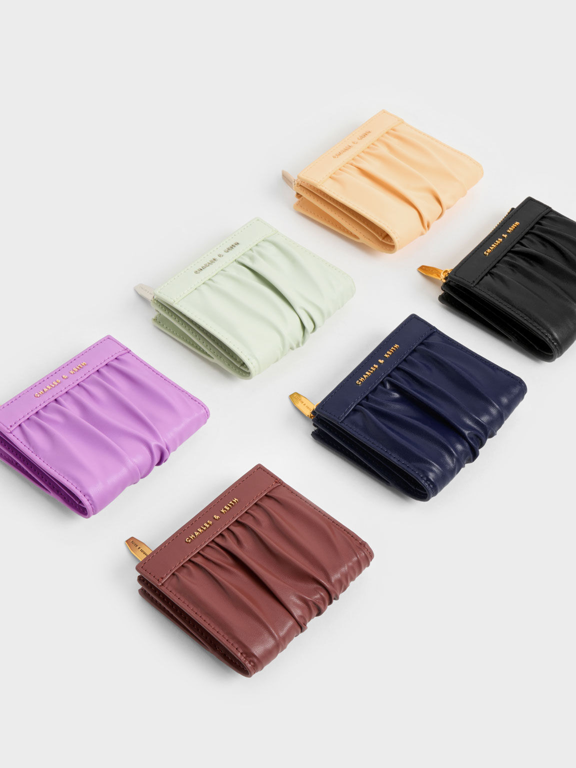Ruched Short Wallet, Navy, hi-res