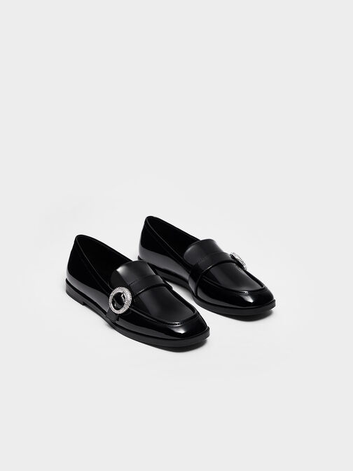 حذاء لوفر بإبزيم مزين بالكريستال حاصل على براءة اختراع, Black Patent, hi-res