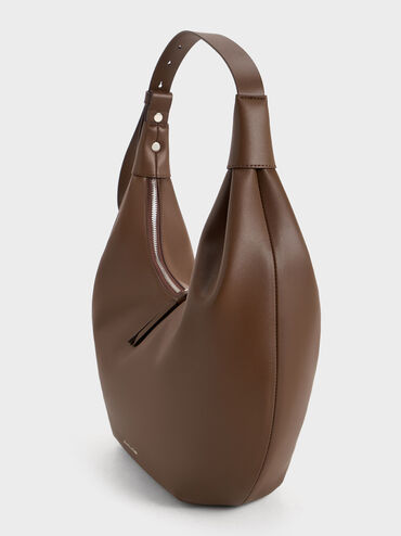 حقيبة هوبو أوديلا بتصميم منحن, بني غامق, hi-res
