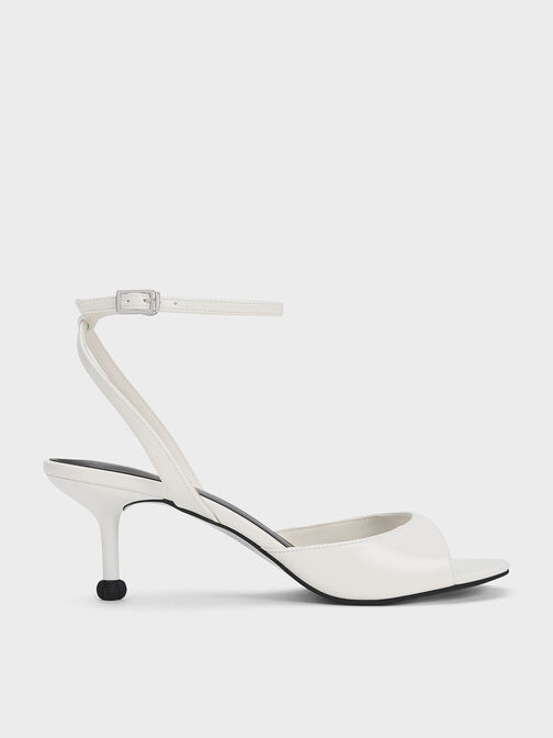 Sculptural Heel Ankle-Strap Pumps, White, hi-res