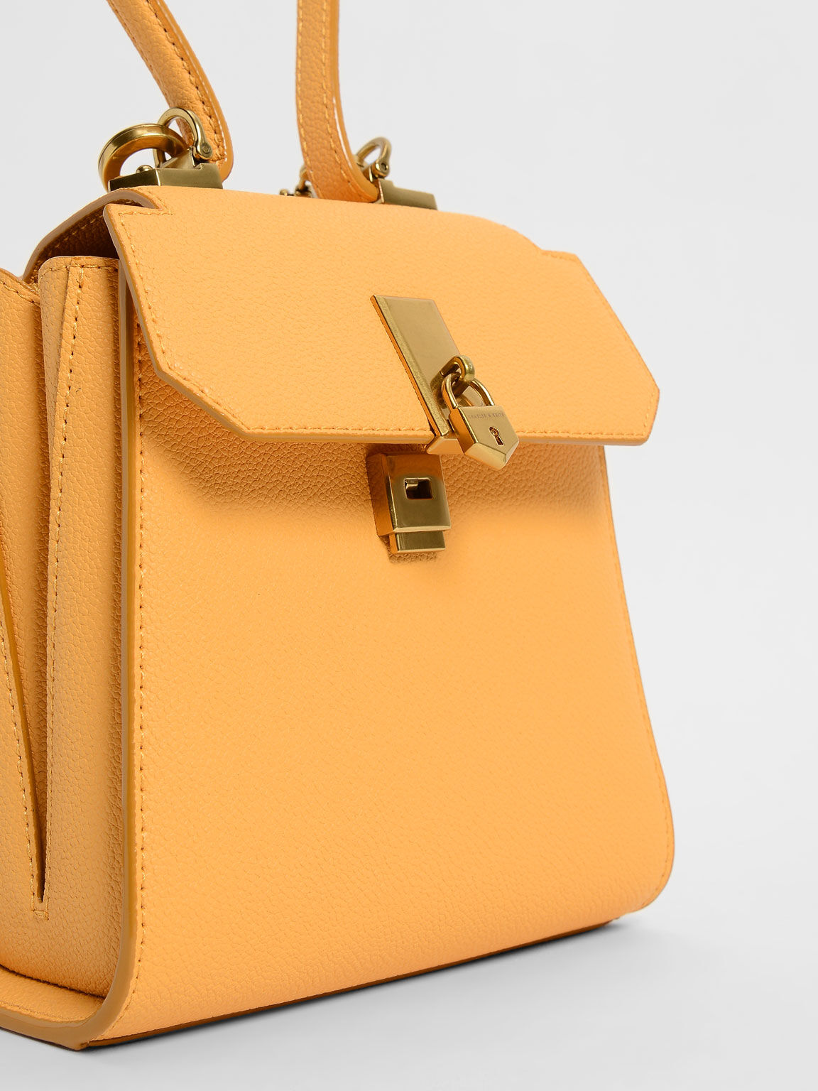 Locket Chain-Link Trapeze Bag, Mustard, hi-res