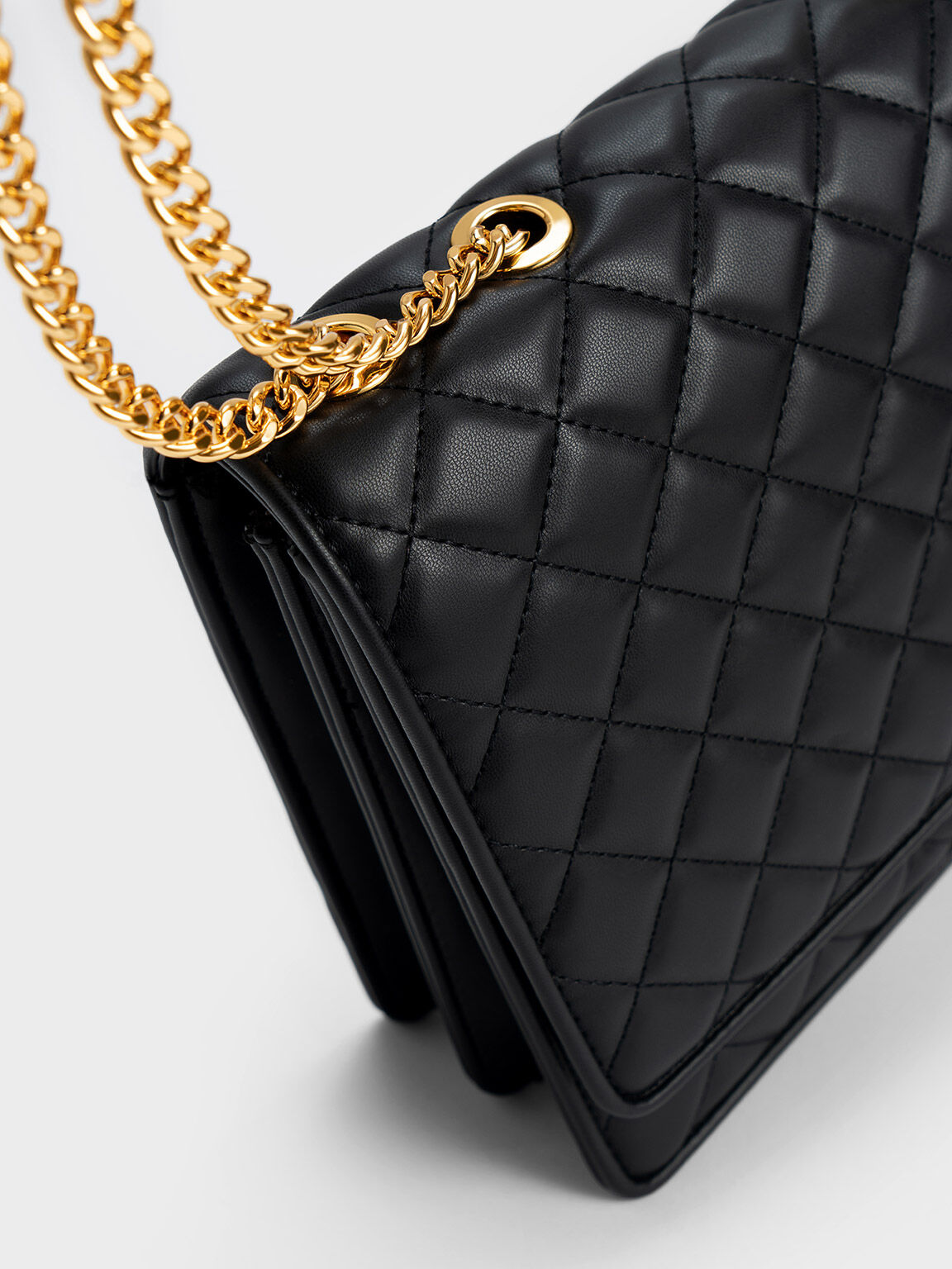 Push Lock Quilted Crossbody Bag Black