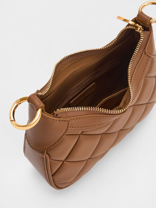 Mini Alcott Scarf Handle Quilted Bag, Chocolate, hi-res