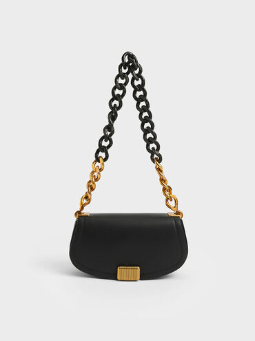 Sonnet Two-Tone Chain Handle Shoulder Bag, Black, hi-res