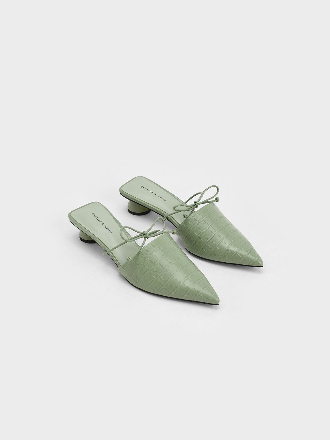 حذاء ميول مزين بعقدة فيونكة ونمط جلد التمساح, طباعة الحيوان أخضر, hi-res