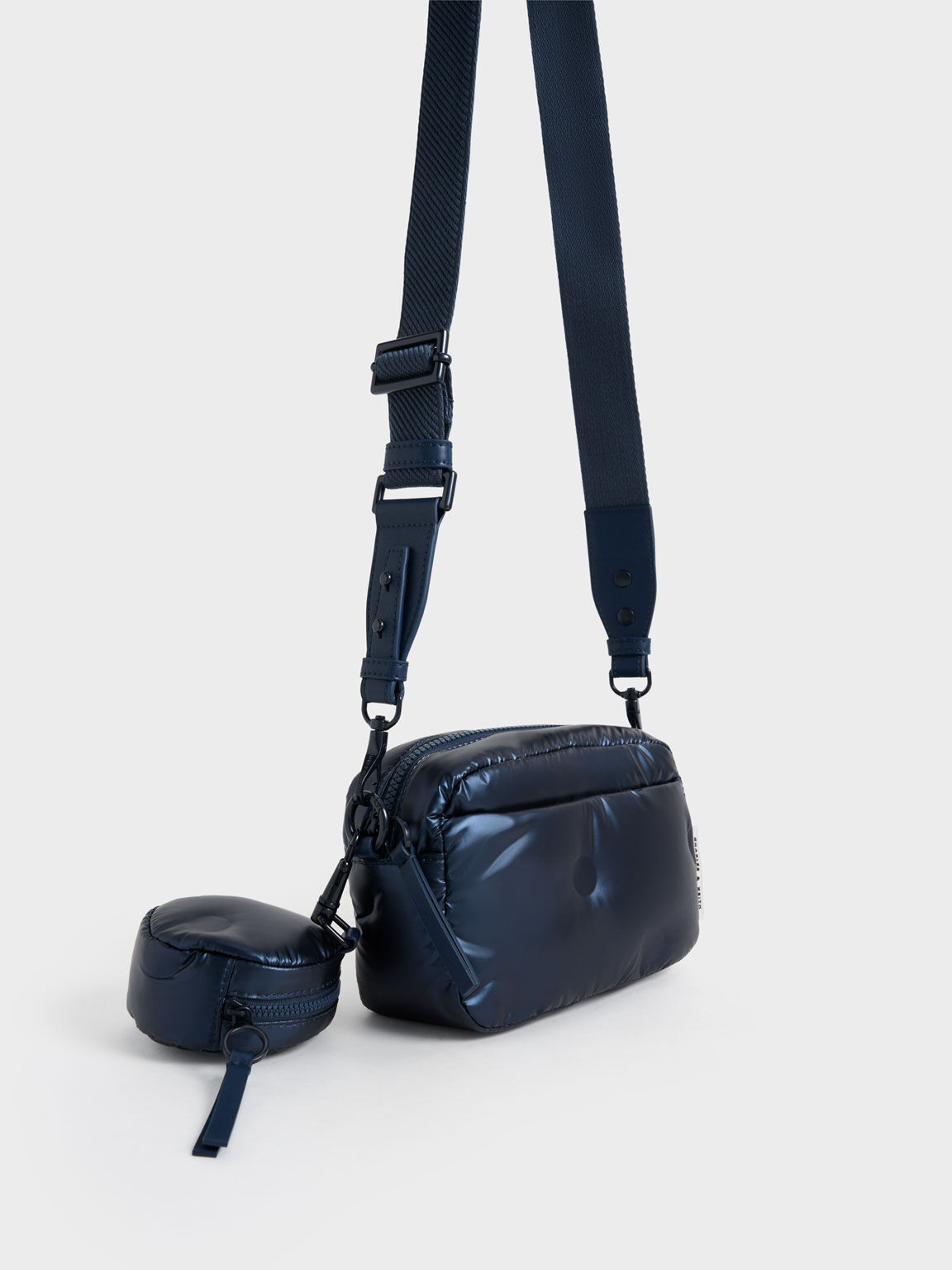 حقيبة سيانا من النايلون بتصميم بوكسي, كحلي, hi-res