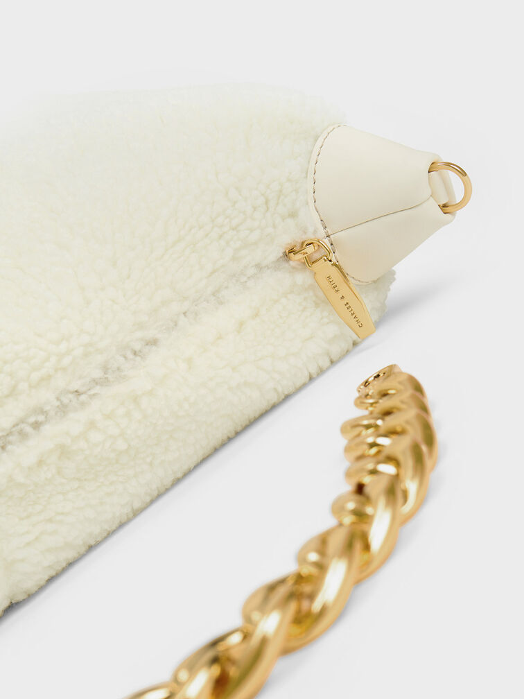 Chunky Chain Link Furry Hobo Bag, Multi, hi-res