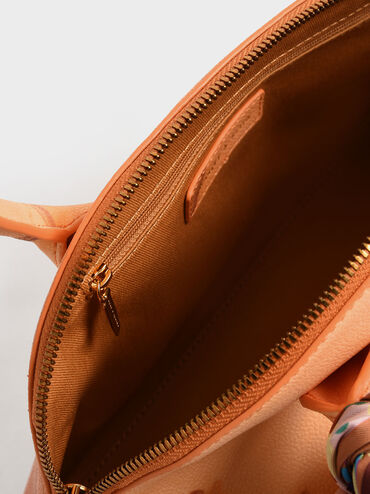 Alcott Scarf-Wrapped Shoulder Bag, Pumpkin, hi-res