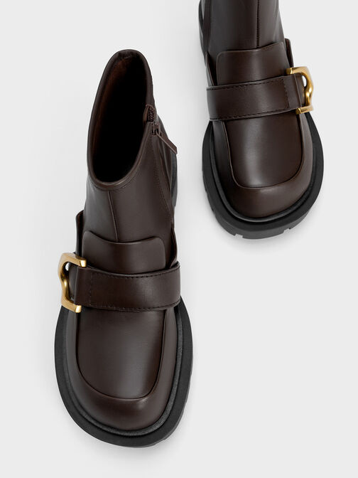 Gabine Loafer Ankle Boots, Dark Brown, hi-res