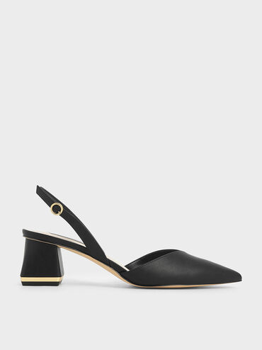 Katarina Trapeze Heel Slingback Pumps, Black, hi-res