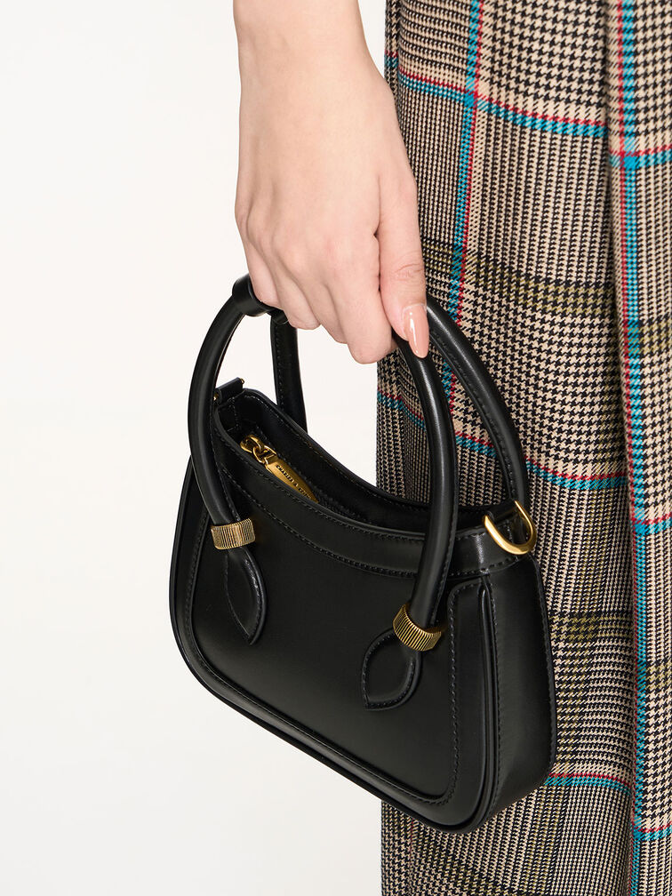 Bonnie Curved Tote Bag, Black, hi-res