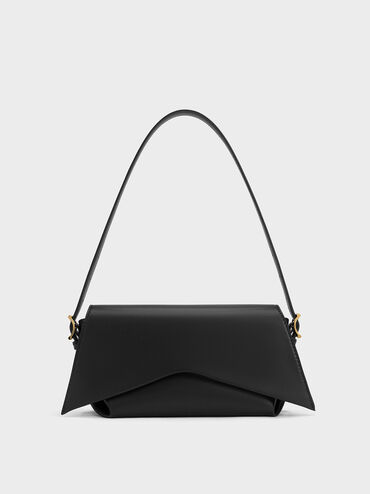 Boaz Geometric Front Flap Bag, Black, hi-res
