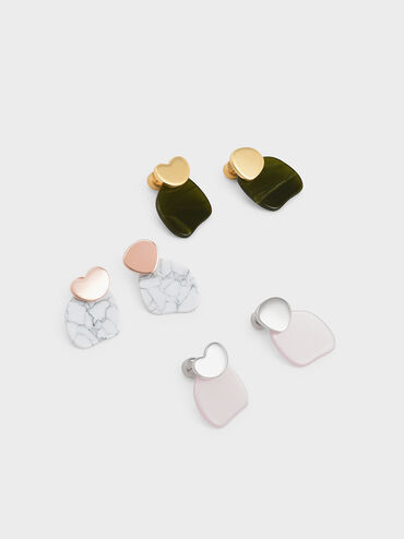 Resin Stud Earrings, Rose Gold, hi-res