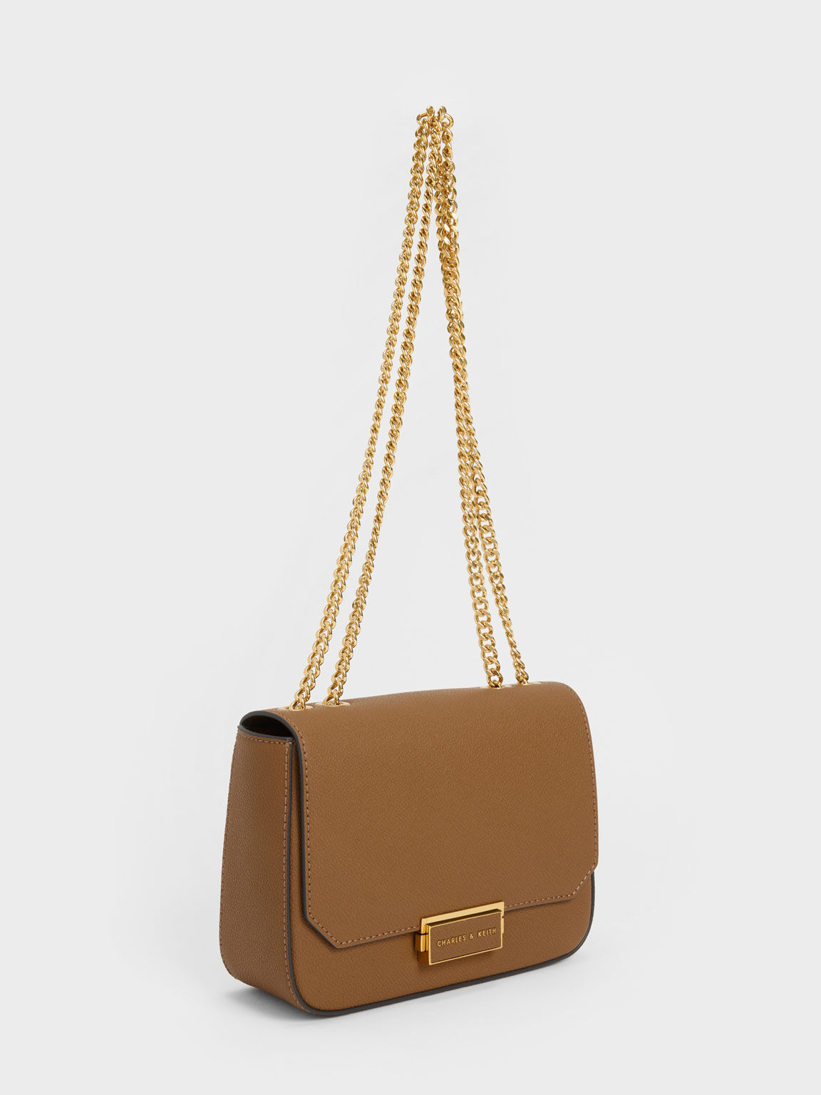 Push-Lock Chain Handle Bag, Chocolate, hi-res