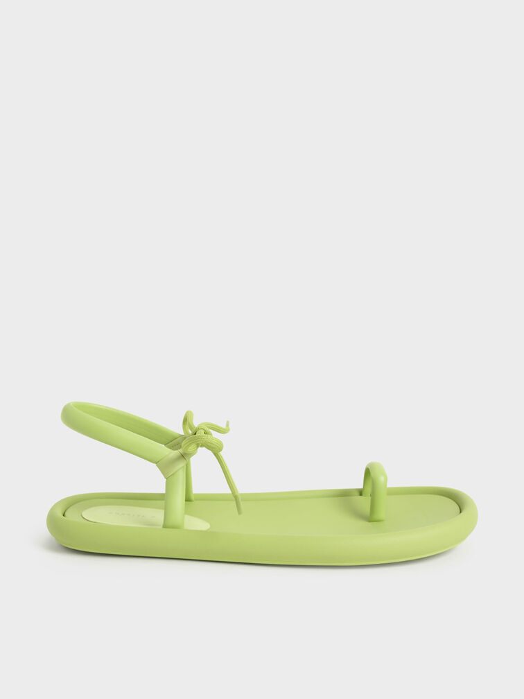 Austell Bow-Tie Toe-Ring Padded Sandals, Green, hi-res