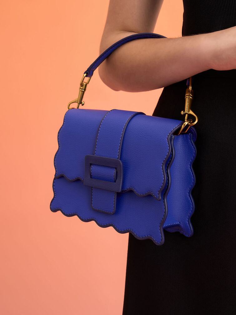 Waverly Scallop-Trim Bag, Cobalt, hi-res