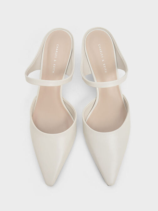 Slant Heel Mules, White, hi-res