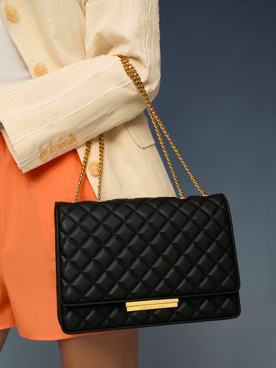 Black double chain bag online