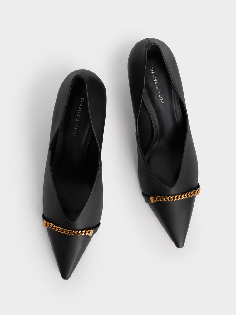 Chain Link D'Orsay Pumps, Black, hi-res