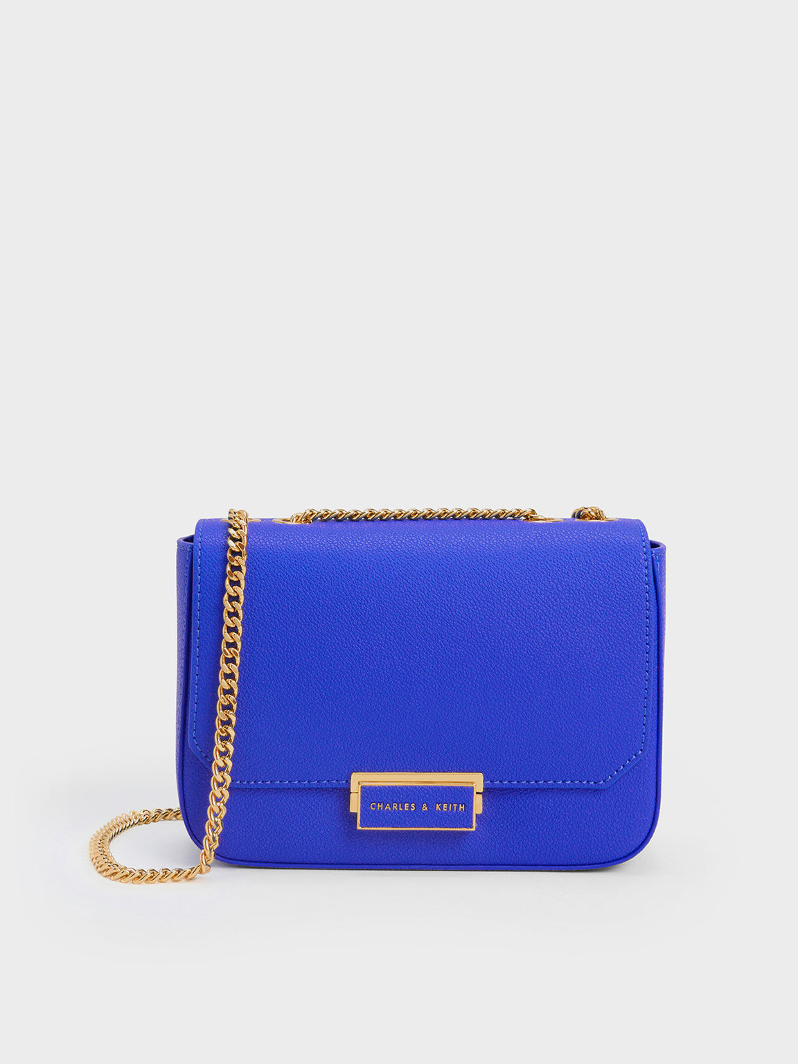 Push-Lock Chain Handle Bag, Cerulean, hi-res