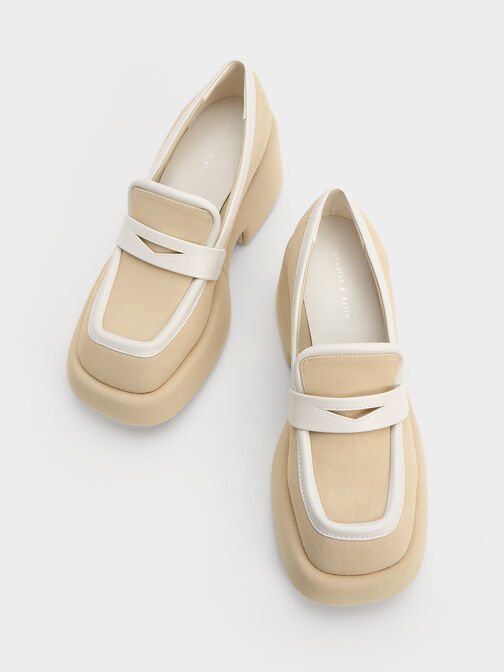 حذاء لوفر بلاتفوم من قماش الكانفاس - ليني, بيج, hi-res