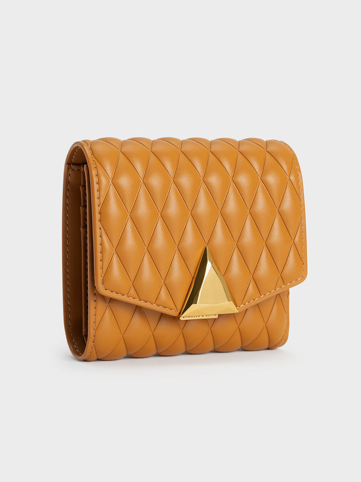 Quinlynn Metallic Accent Quilted Wallet, Orange, hi-res