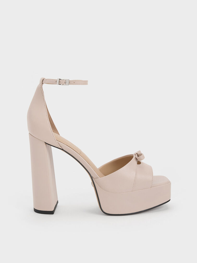 Verona Leather Platform Sandals, Nude, hi-res