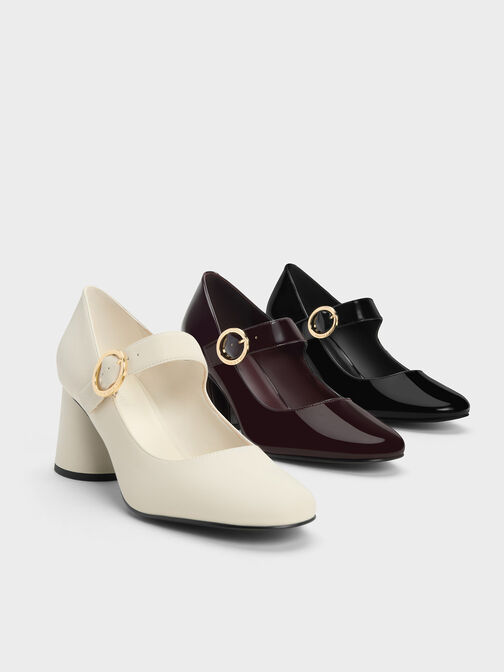 حذاء ماري جينز بتصميم أسطواني وكعب عريض, رمادي, hi-res
