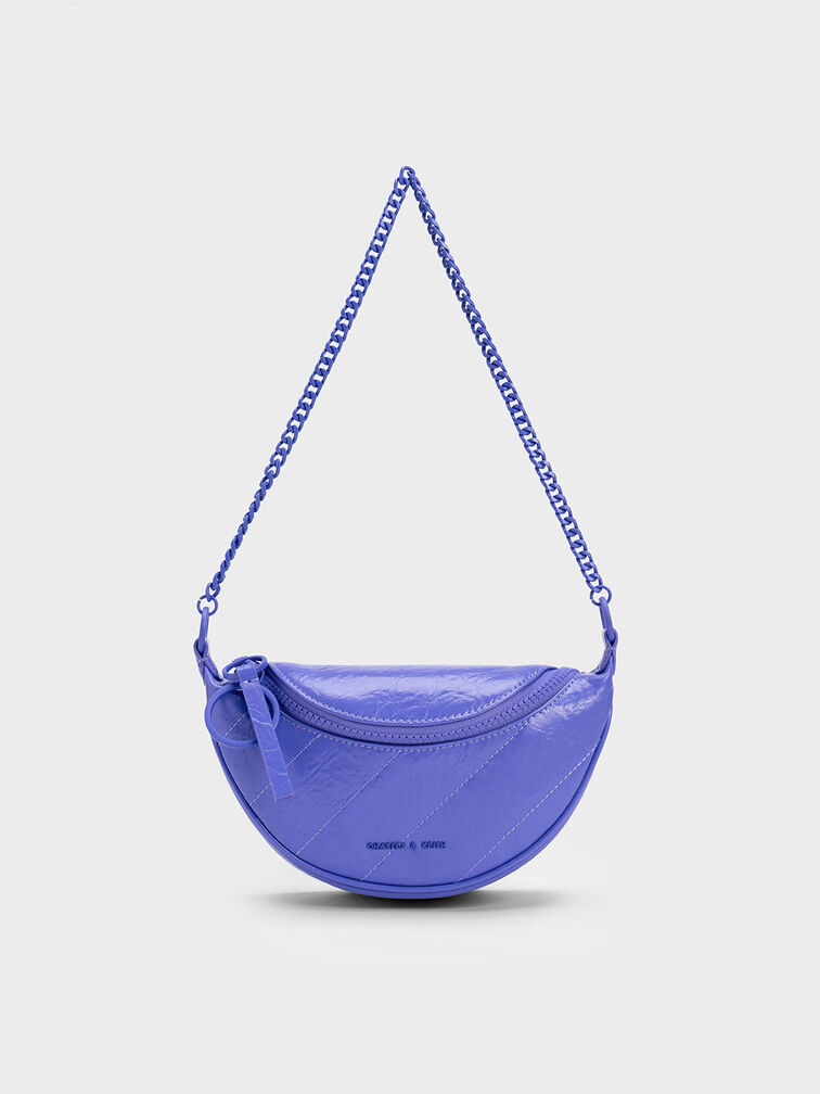 Philomena Half-Moon Crossbody Bag, Purple, hi-res