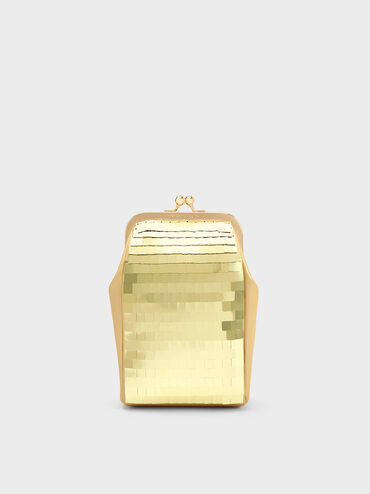 حقيبة صغيرة بسلسلة مميزة بالترتر, ذهبي, hi-res