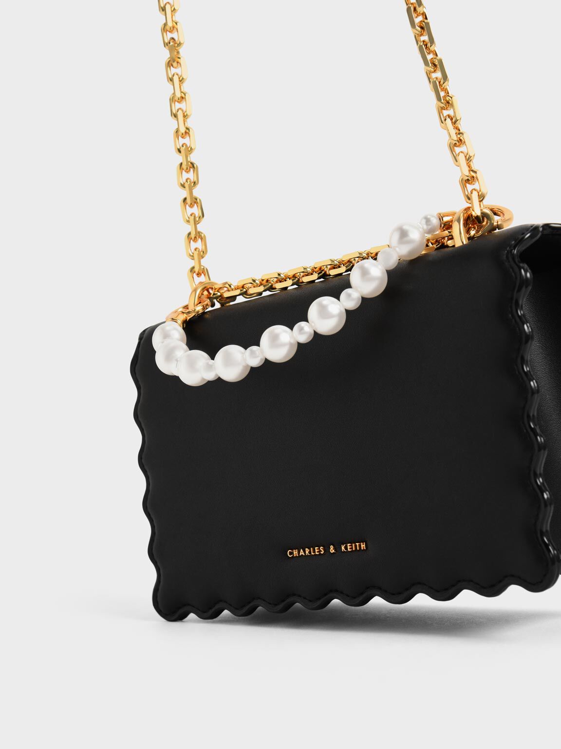 Rowan Beaded Chain Handle Bag Black