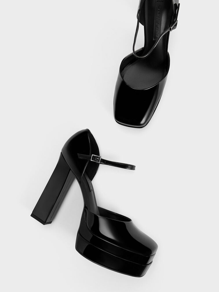 حذاء بامب دورساي بكعب سميك, Black Patent, hi-res