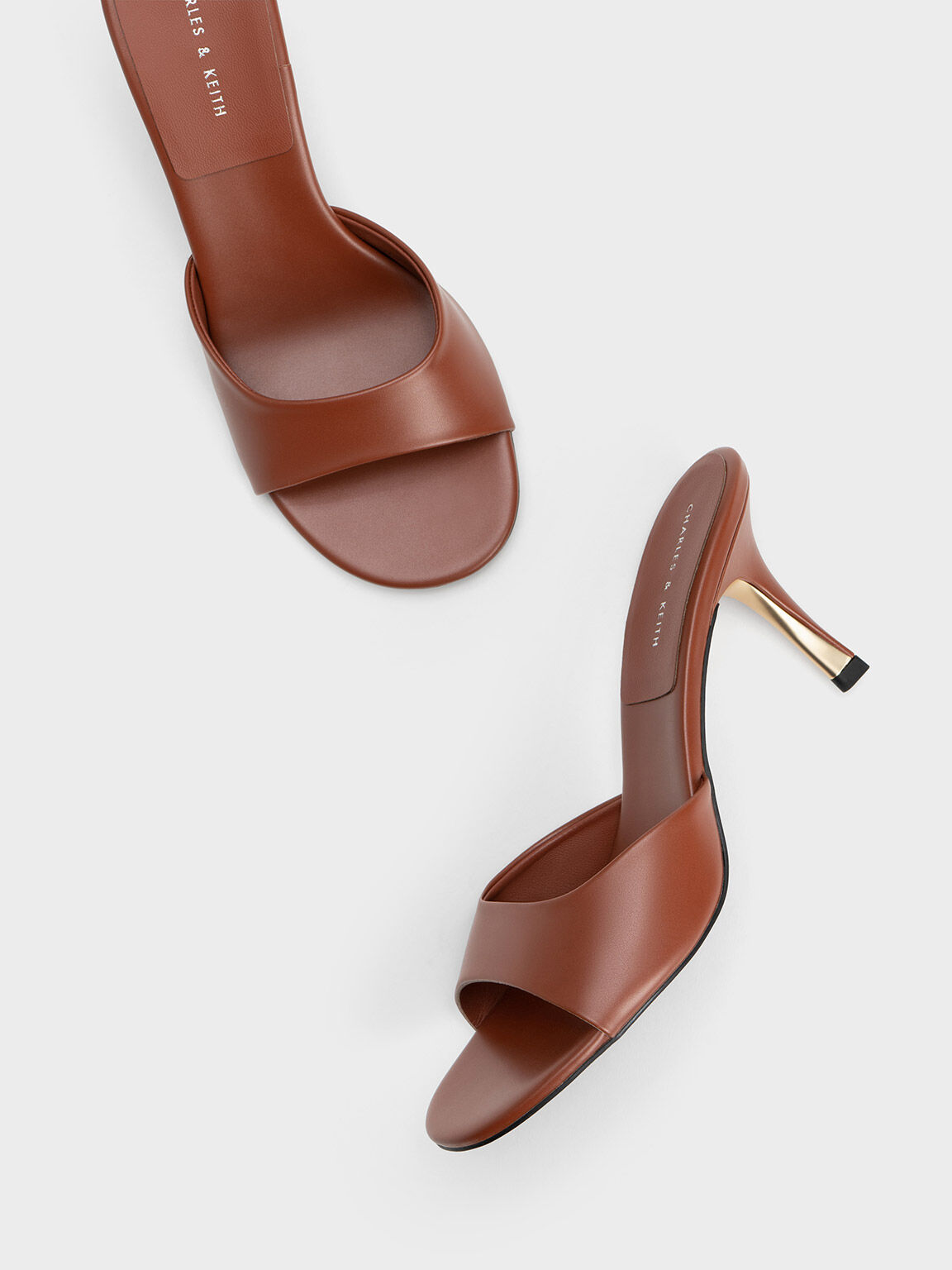 Brown Round Toe Sculptural Heel Mules CHARLES KEITH SA