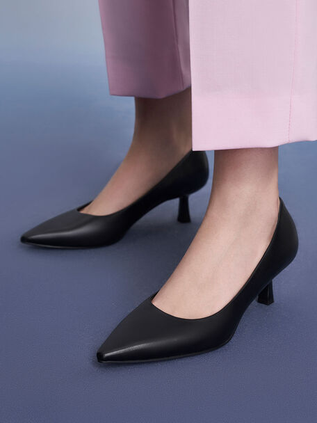 Black Emmy Pointed Kitten Heel Pumps - CHARLES & KEITH SA