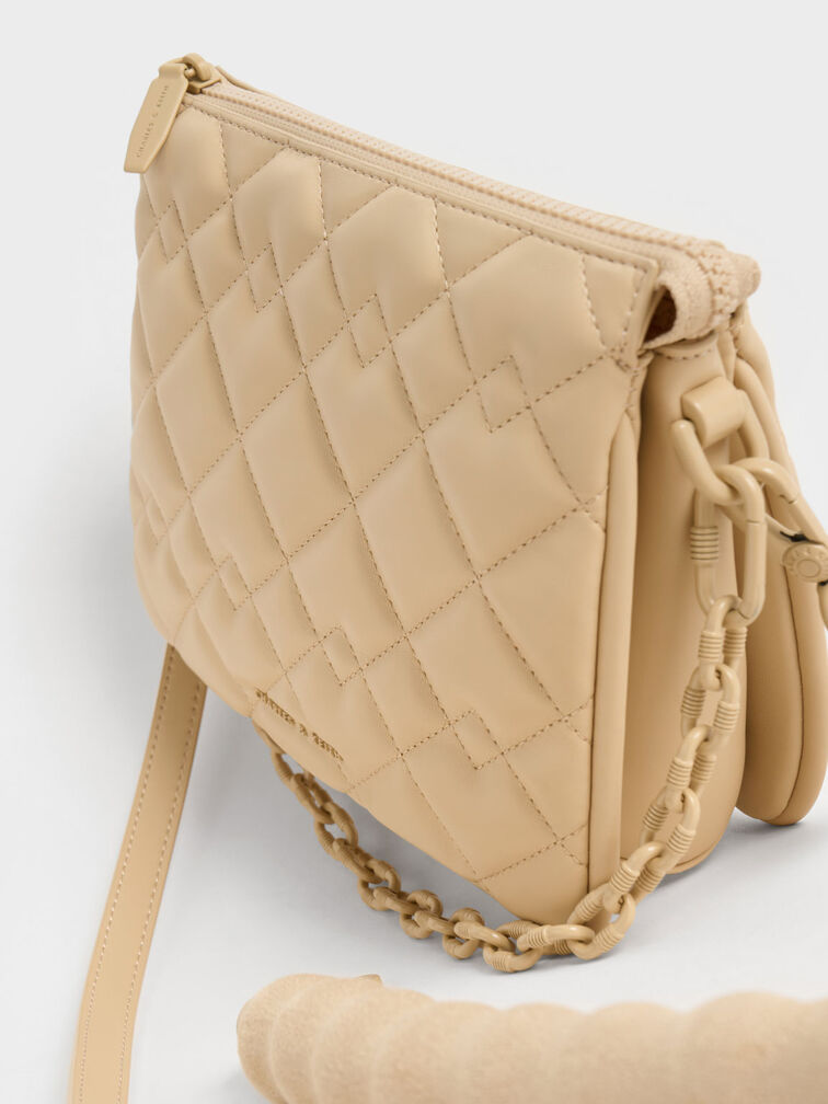 Lana Quilted Shoulder Bag, Beige, hi-res