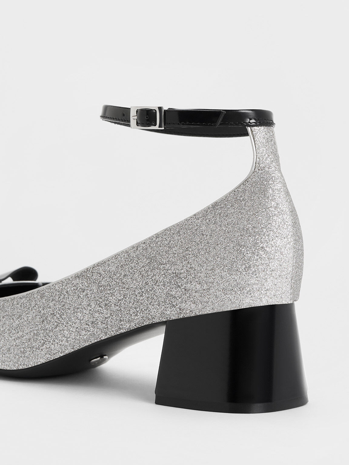 Silver glitter heels with ankle strap best sale