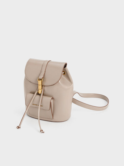 Cesia Metallic Accent Backpack, Taupe, hi-res