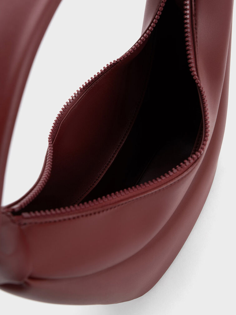 Elongated Curved Hobo Bag, Red, hi-res